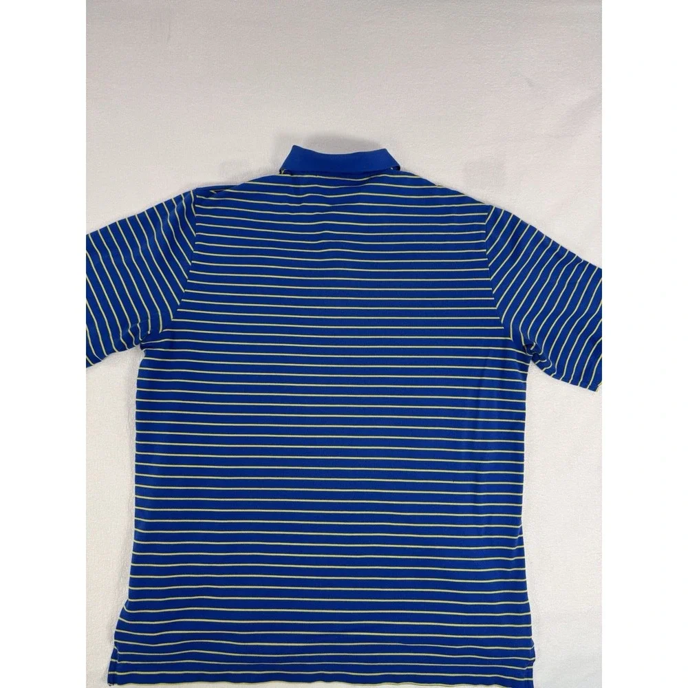 Polo Golf Ralph Lauren Mens Large Blue Yellow Striped Pima Cotton Polo Shirt